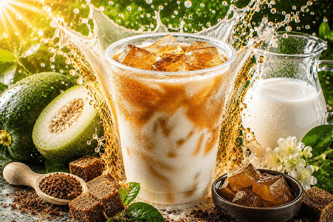 冬瓜茶に生乳100％のミルクが溶け合う冬瓜鮮奶茶の画像