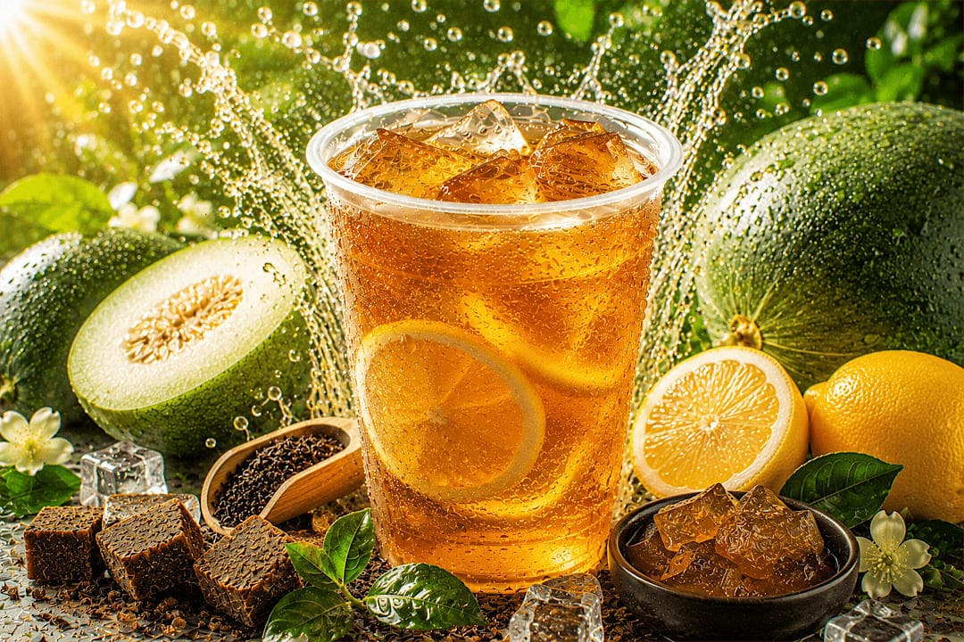 まったりとした冬瓜茶の深い甘みに、100%檸檬果汁のシャープな酸味をブレンドした冬瓜檸檬茶の画像